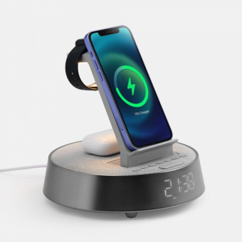 картинка Bluetooth-колонка с беспроводной зарядкой и часами netEnergy от магазина PapriQ