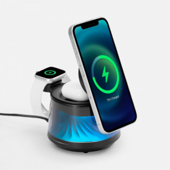 картинка Bluetooth-колонка с подсветкой и беспроводной зарядкой Quantum от магазина PapriQ