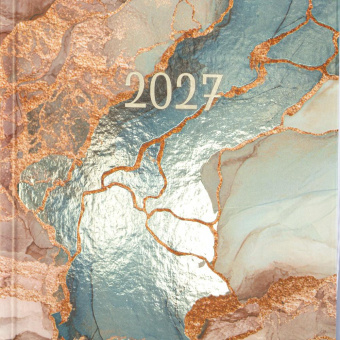 картинка Ежедневник датированный 2027 145х215 мм, А5, STAFF, ламинированная обложка, "Мрамор", 117793 в разных цветах с печатью логотипа.